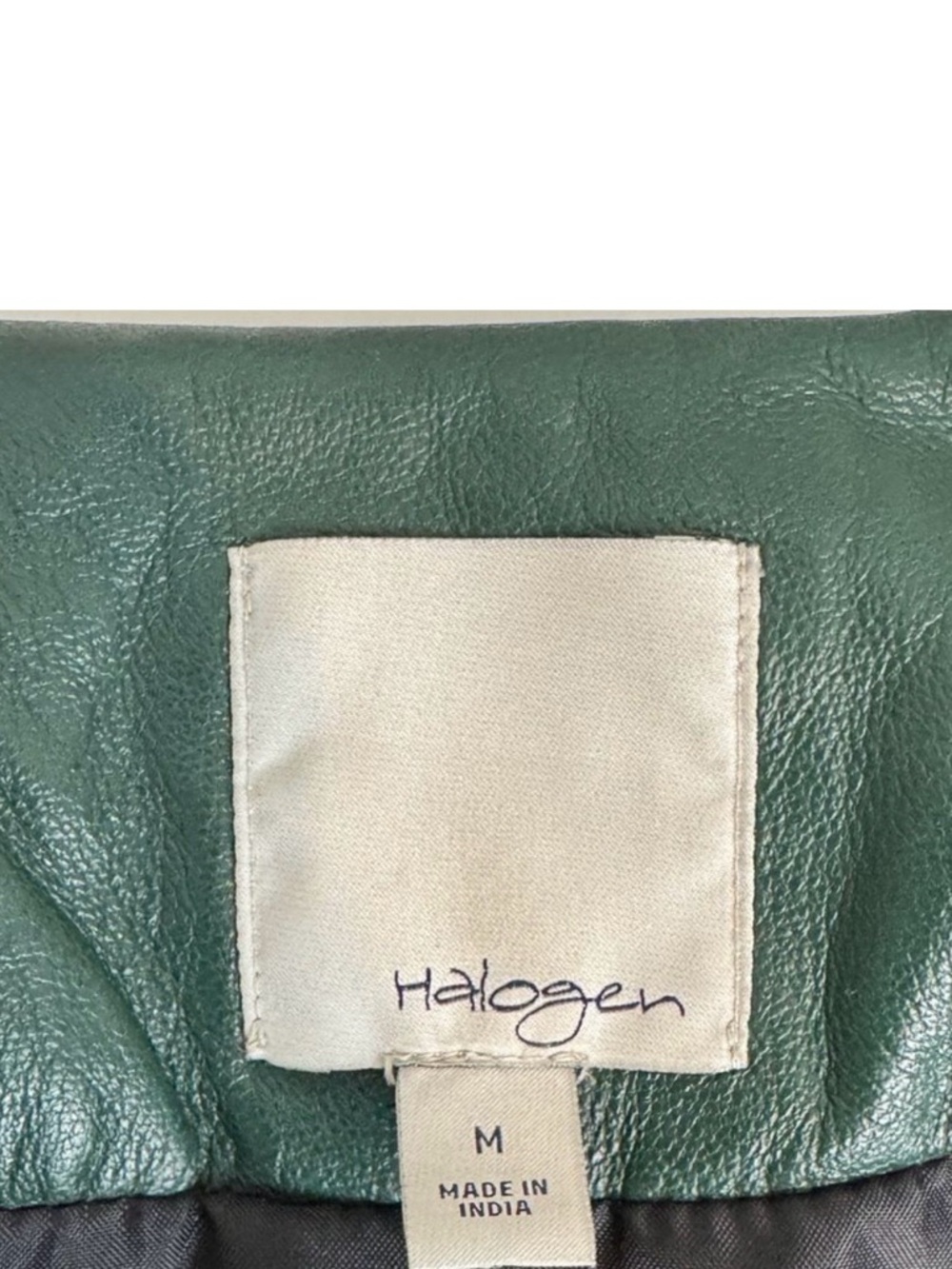 Nordstrom Halogen Quilted Green Leather Moto Jacket M - Picture 5 of 11